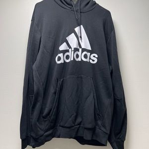Adidas Hoodie, Mens Size XL, Black with White Logo